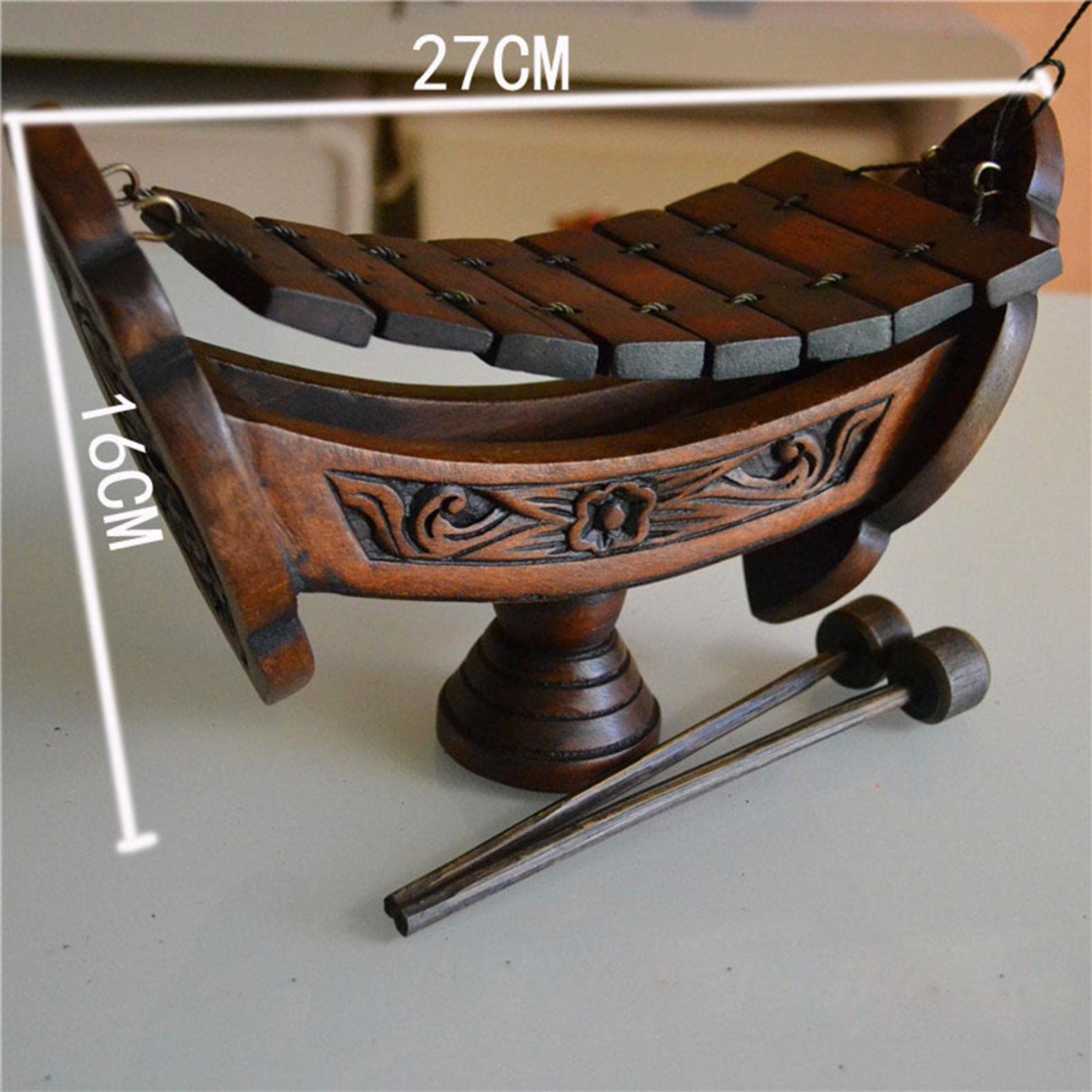 Drewniany ksylofon naturalne drewno tekowe dekoracja domu na ganek do gabinetu biura 27 cm