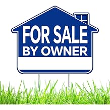 For Sale By Owner Sign with Stakes 17" x 13" Blue Double-Sided Yard Sign Durable Corrugated Plastic FSBO Sign for Home or Property Single or Bulk Pack Options
