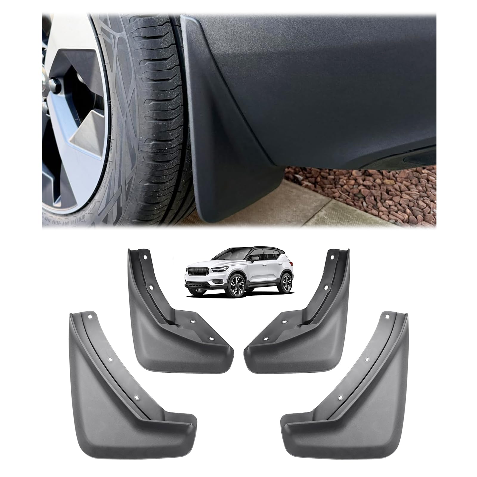 GAFAT Compatibile con Volvo XC40 2018-2025 2026 (Benzina) Parafango Anteriore e Posteriore, Paraspruzzi Mud Flaps OEM Originale, Nessuna Foratura, XC40 Accessori [Non per Rechαrge & E-V]
