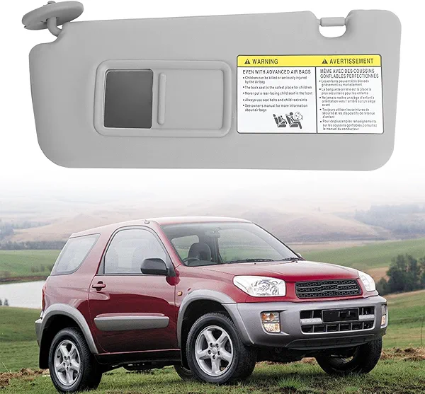 ZONFANT Left Driver Side Grey Sun Visor Compatible with Toyota Vehicle 2004 2005 RAV4, Replaces#74320-42420-B0