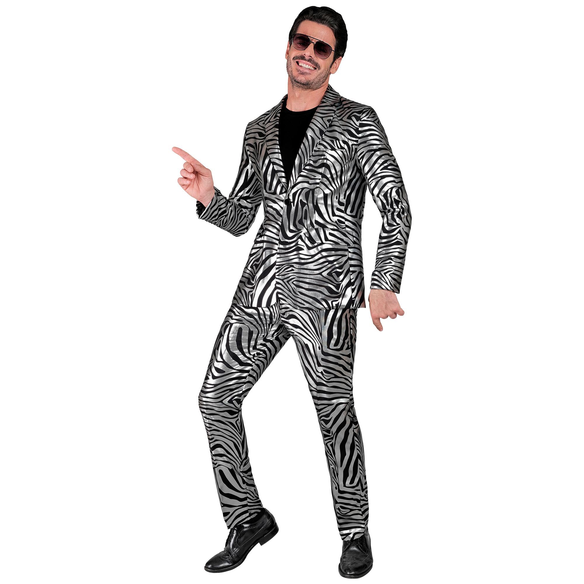 WIDMANN - Costume Party Fashion Suit, Zebra Pattern, Jacket and Trousers, Animal Print, Animal Costume, Disco Fever, Showmen