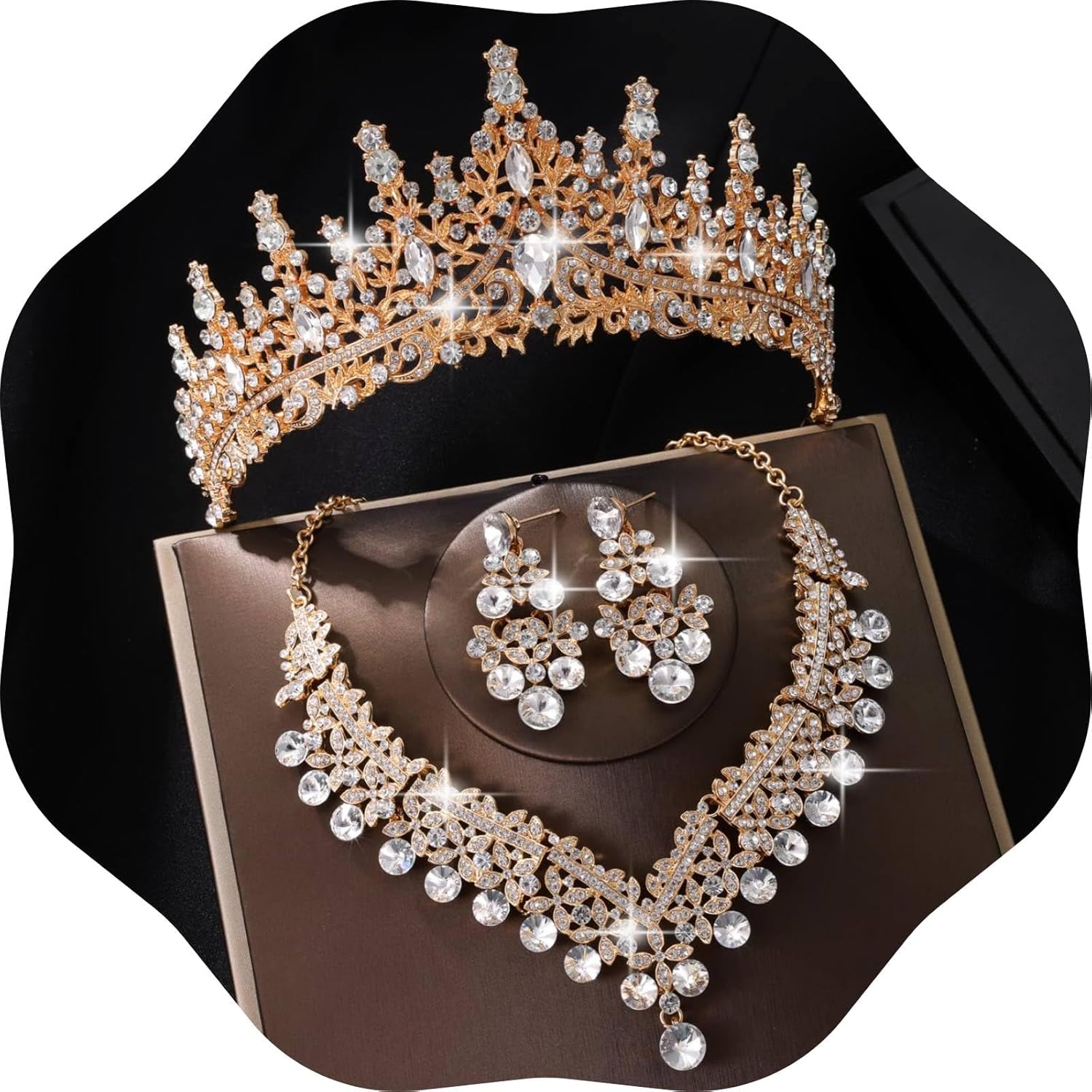 Kamirola Tiaras and Crowns for Women,Tiaras Earrings Necklace, Crystal Bridal Jewelry Set, Costume Party Halloween Prom Pageant Jewelry for Women(TR43)