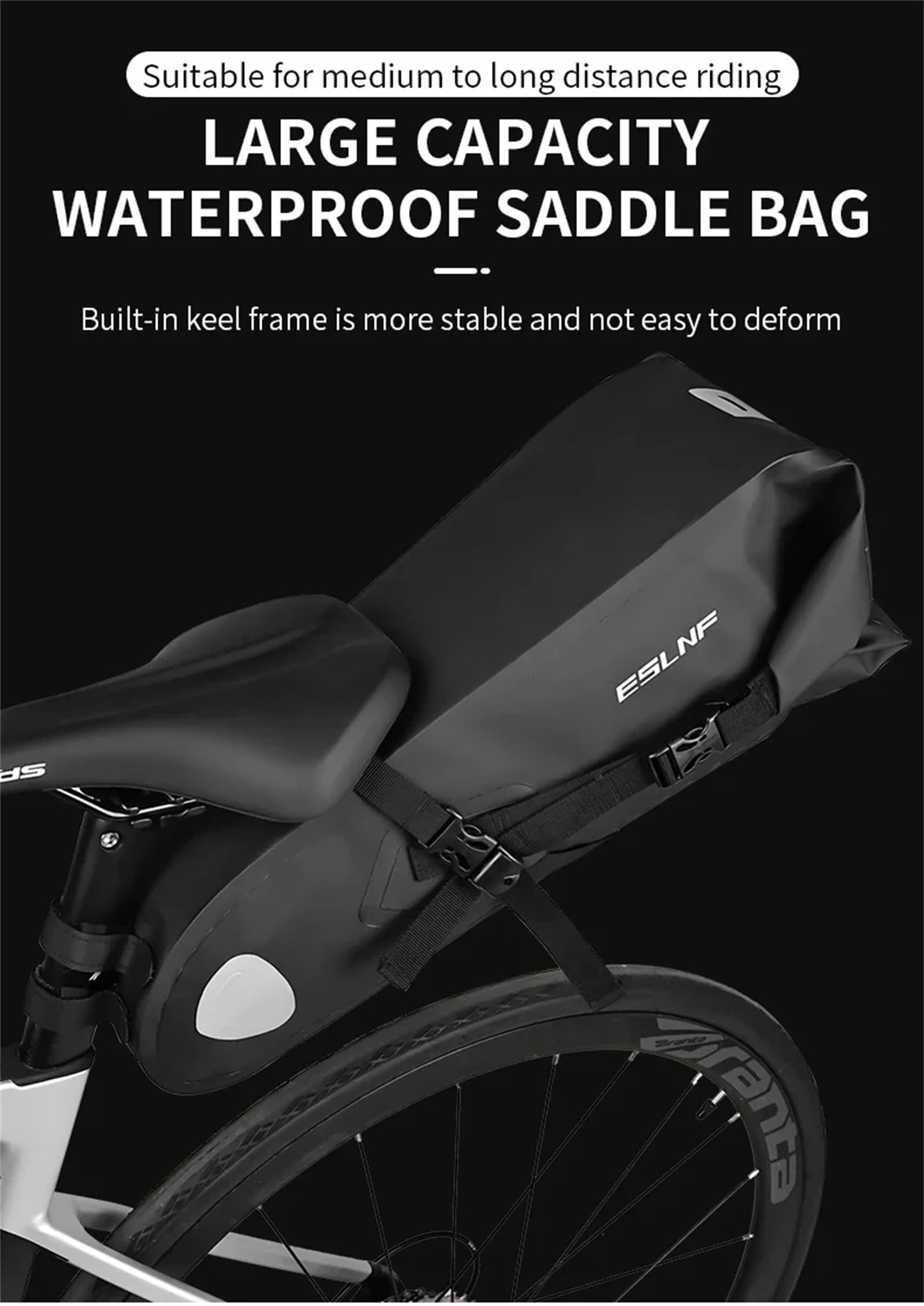 Bolsa impermeable para sillín de bicicleta, reflectante, de gran capacidad, plegable, trasera, para ciclismo, MTB, bolsa de almacenamiento para montar al aire libre