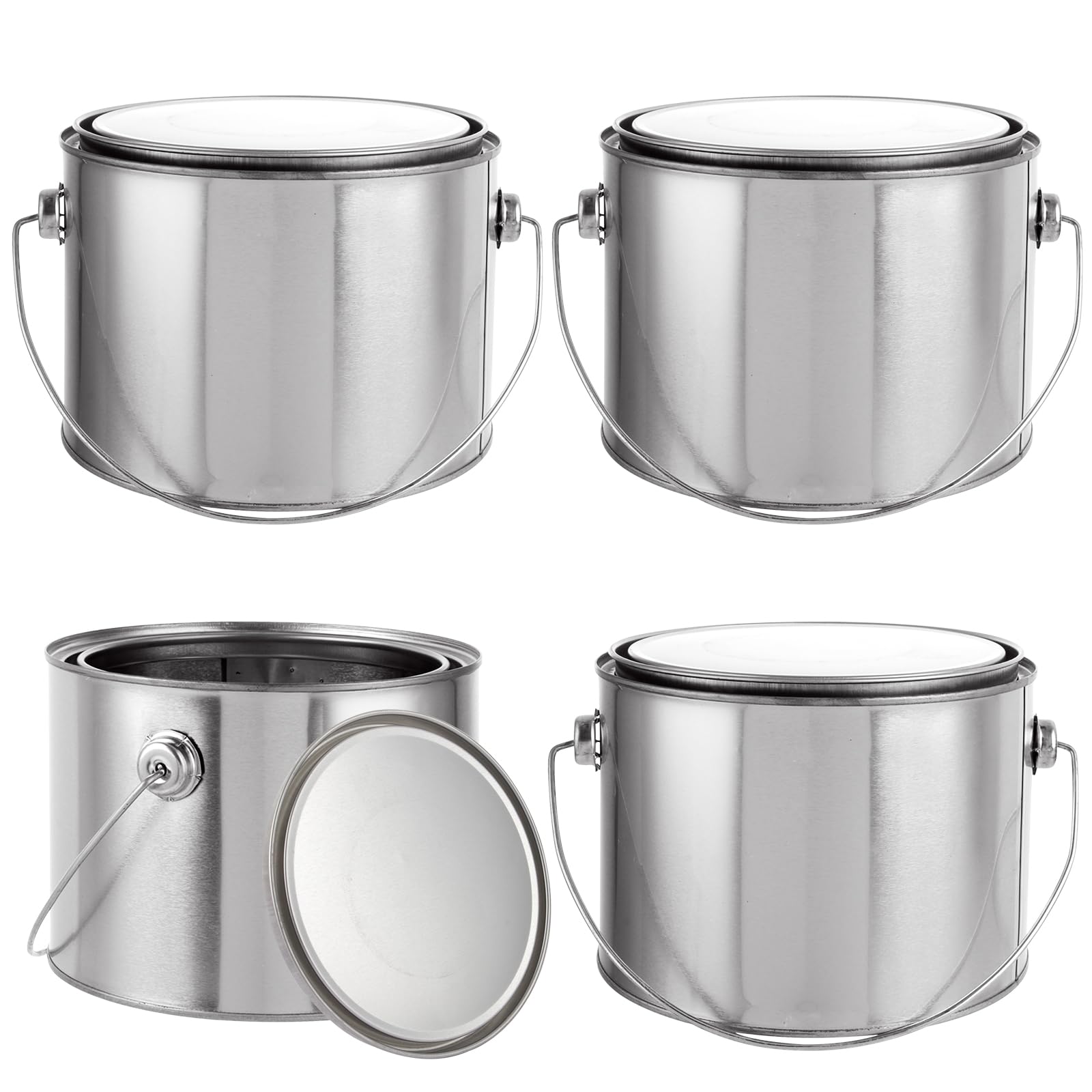Lot de 4 boîtes de peinture de 2 litres AKOLAFE en métal avec couvercle