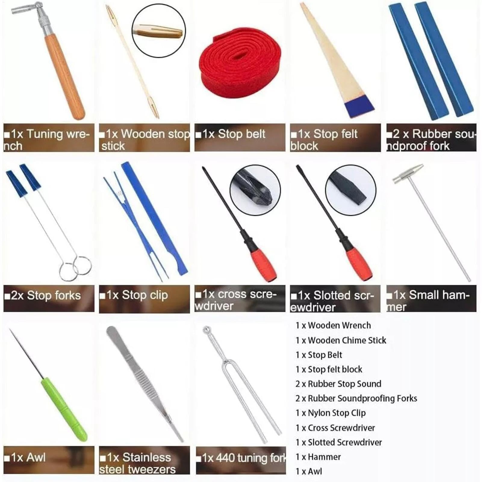 Kit de afinación de piano,Kit de afinador de piano Kit de afinación de | Kit de herramientas de afinación de piano, de l