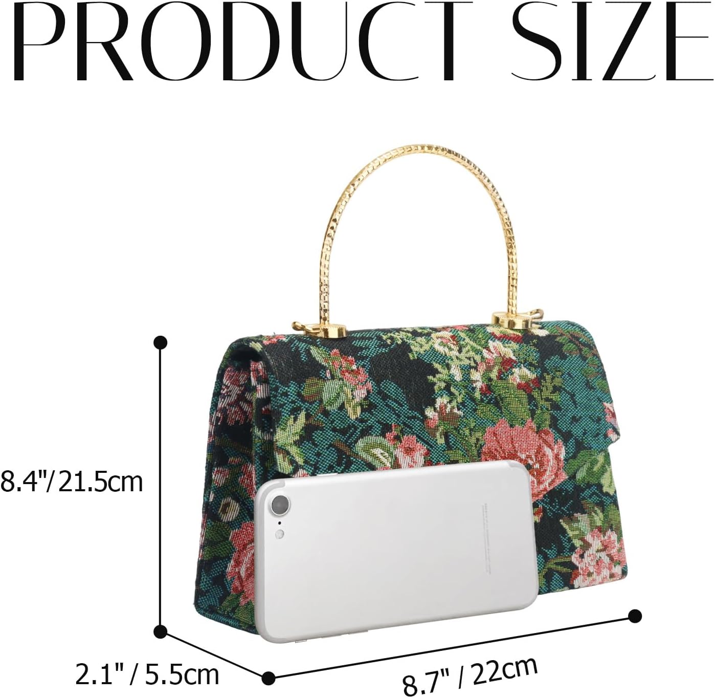 Clutch Purses for Women,Top Handle Vintage Floral Embroidery Evening Handbags Shoulder Bag for Wedding Party Prom