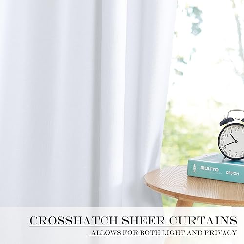 Miniatura 5 de NICETOWN Cortinas de lino blanco para puerta francesa, privacidad 100% opacas, panel de cortinas de ventana de puerta, persiana de puerta delantera