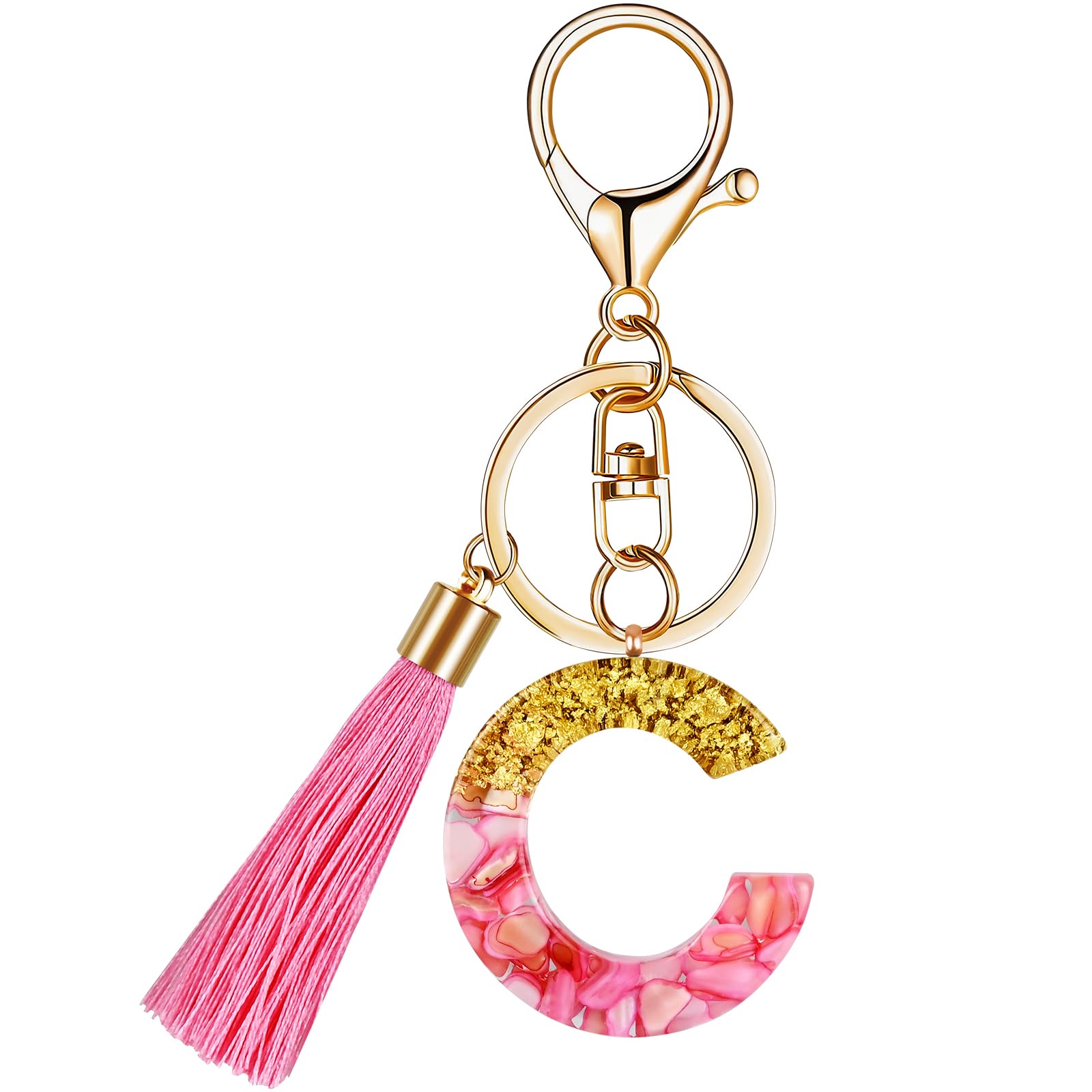 Alphabet Initial Letter Keychain for Women gift To Little Girls Tassel Pendant Key Ring for Backpack