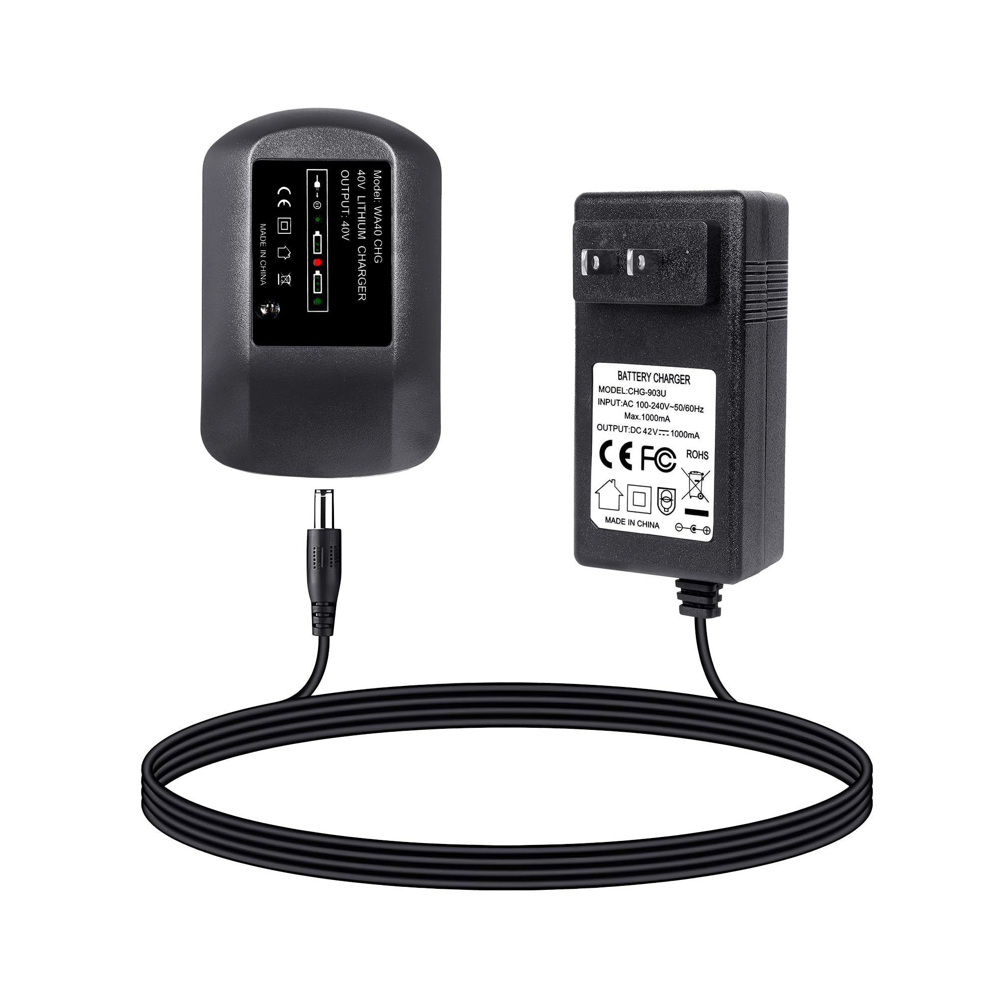 WA3747 40V MAX Lithium Ion Battery Charger for Worx WA3580 WA3536 Battery, Portable Replacement Charger Compatible with Worx 40V Lithium Batteries WG180 WG280 WG380 WG580 WG776