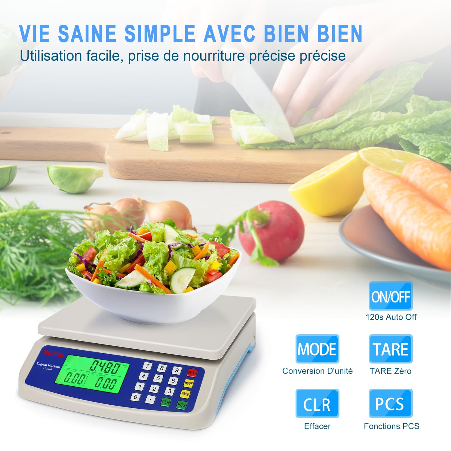 Balance de cuisine électronique 30 kg Balance alimentaire numérique avec écran LCD inclus adaptateur secteur 6 V (Size : 30kg/1g)