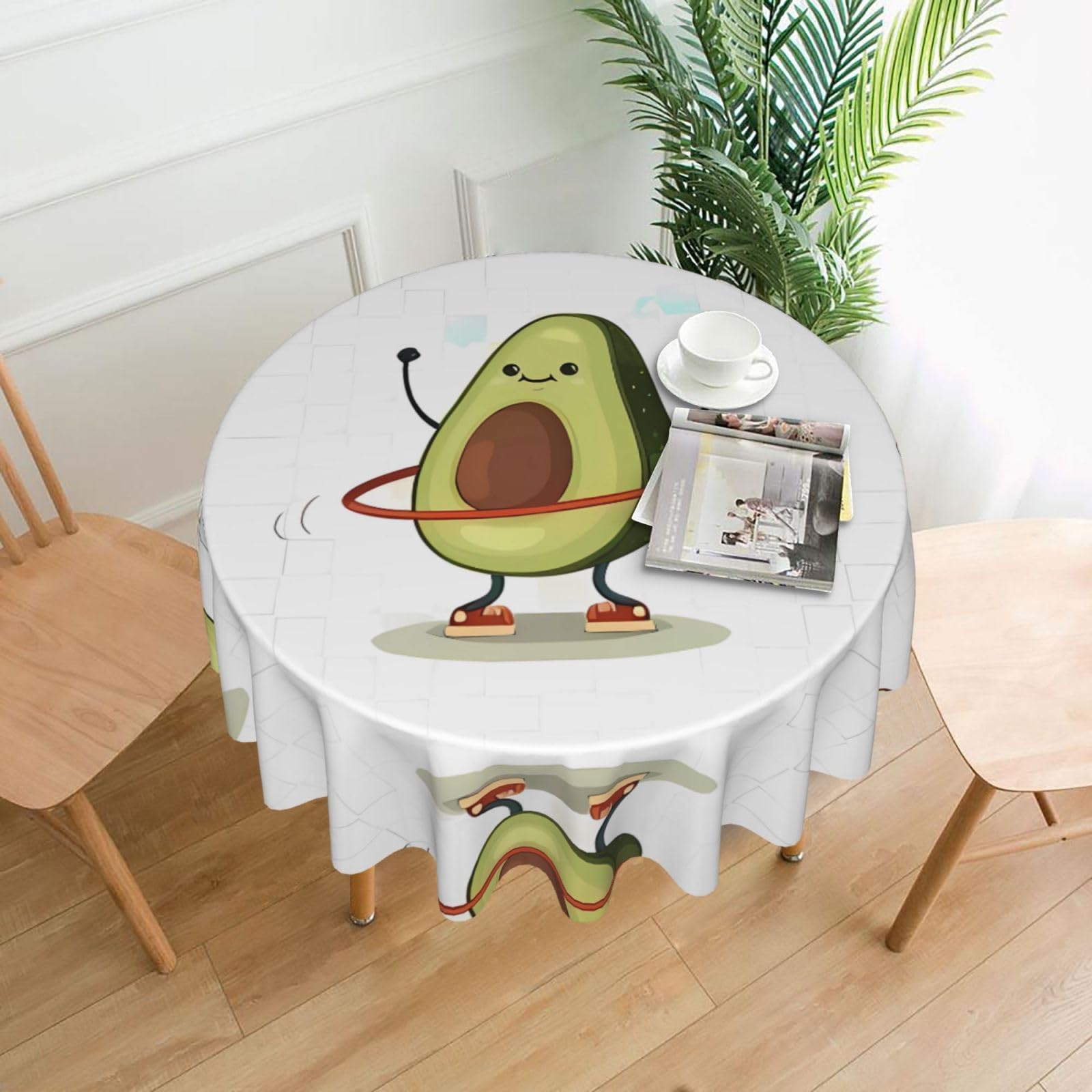 ZHAOUR Cute Avocado (1) Print Round Washable Tablecloth – Table Cover