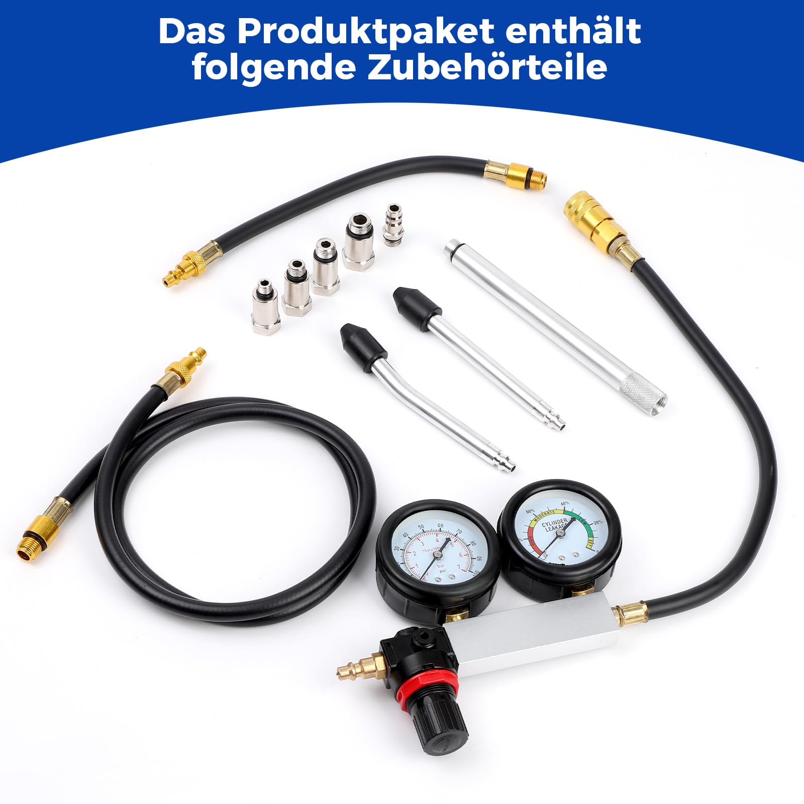 Zylinder Leck Tester Kfz-Kit, Benzinmotor Kompressionstester Leck Tester