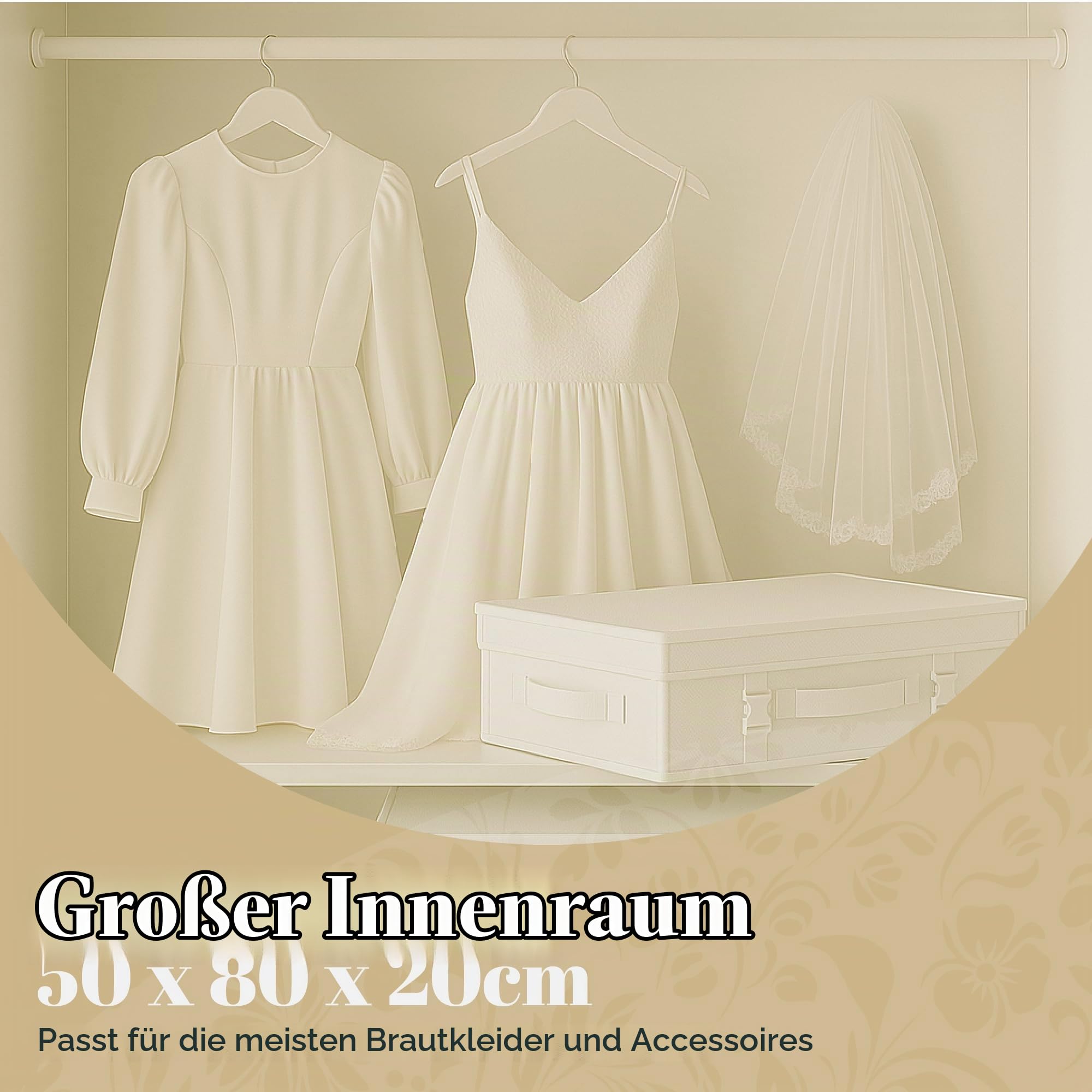 Hangerworld Große Aufbewahrungsbox 50x80x20cm Weiß Aufbewahrung Hochzeitskleid Brautkleid