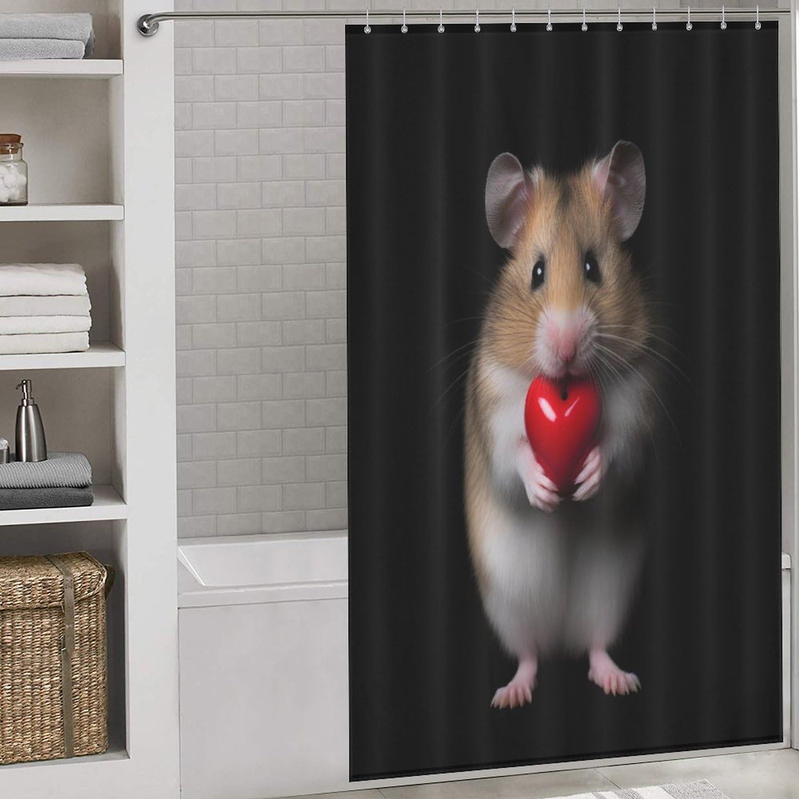 Rideau de douche anti éclaboussure hamster pour petite baignoire