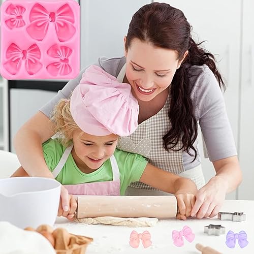 Miniatura 6 de 4 moldes de silicona para arcos para pasteles, cupcakes, chocolate, dulces, manualidades de azúcar y manualidades de resina, juego de moldes de lazo