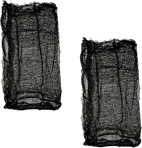 Miniatura 3 de Tela espeluznante de Halloween, decoración de cortina negra, 2 paquetes, cada uno de 30 x 72 pulgadas