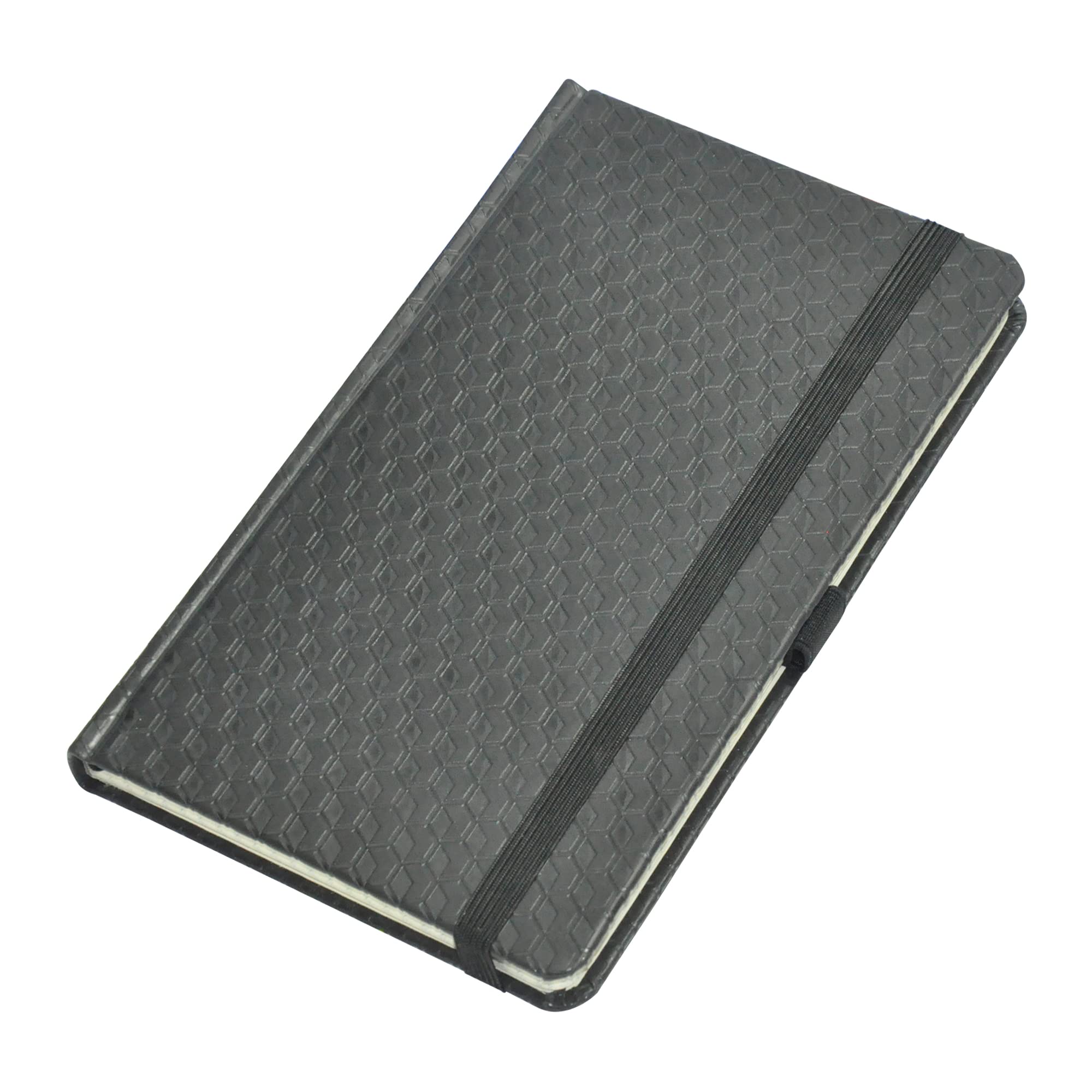 FIS Executive Notebook, Size 13x21CM, 96 Sheets Single Line With Elastic PU Window Black Design 3 -FSNBEX13X21BKD3