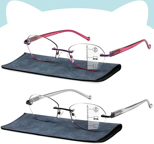 Lentes de lectura multifocal, multifocal, sin línea, bifocales, sin marco, para computadora con luz azul disponible en Yaxa Venezuela