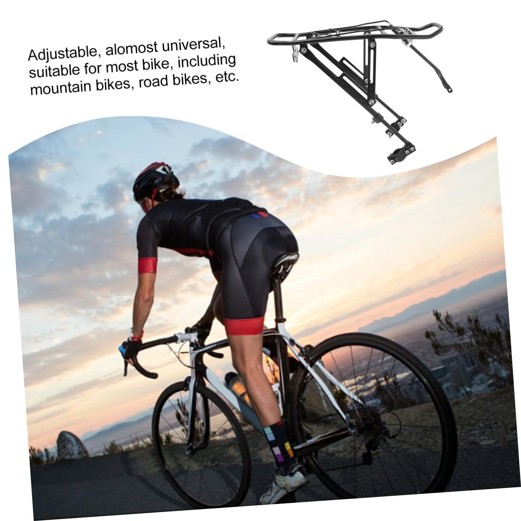 INOOMP Portapacchi Posteriore Bici in Lega di Alluminio Nero | Mountain Bike e Road Bike, Uso Cestini e Zaini, Struttura Heavy-duty Applicabile