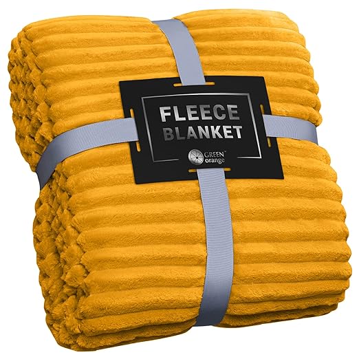 GO Fleece Blanket Orange Yellow Throw Blanket Twin Size - 270GSM Warm Comfy, Super Soft & Plush Throw for Bed, Couch, Sofa Fluffy Lightweight Cozy Fuzzy Blankets for Women, Men, Kids (60?X80?)
