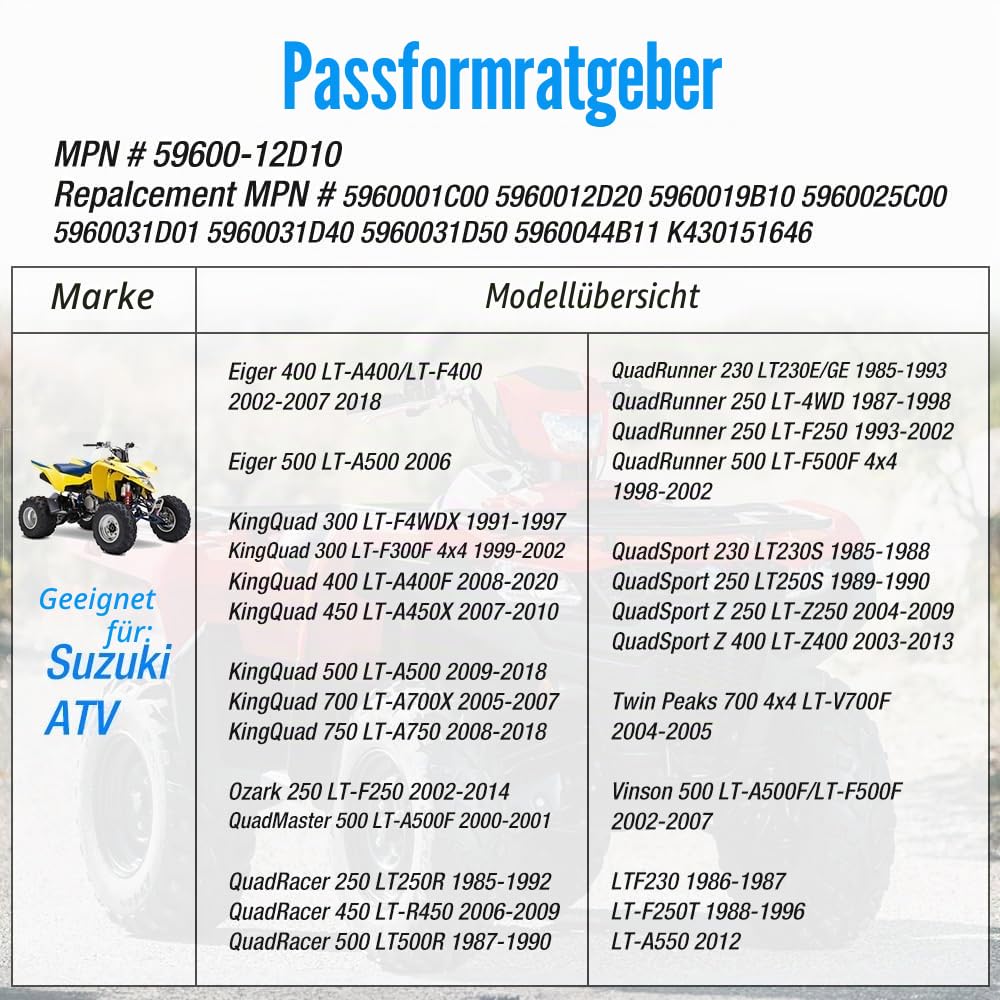 Bremspumpe vorne für Suzuki LTZ-400 LTR-450 LTA LTF QuadRunner QuadRacer QuadSport Vinson KingQuad Ozark Eiger Quad Bremszylinder Hauptbremszylinder