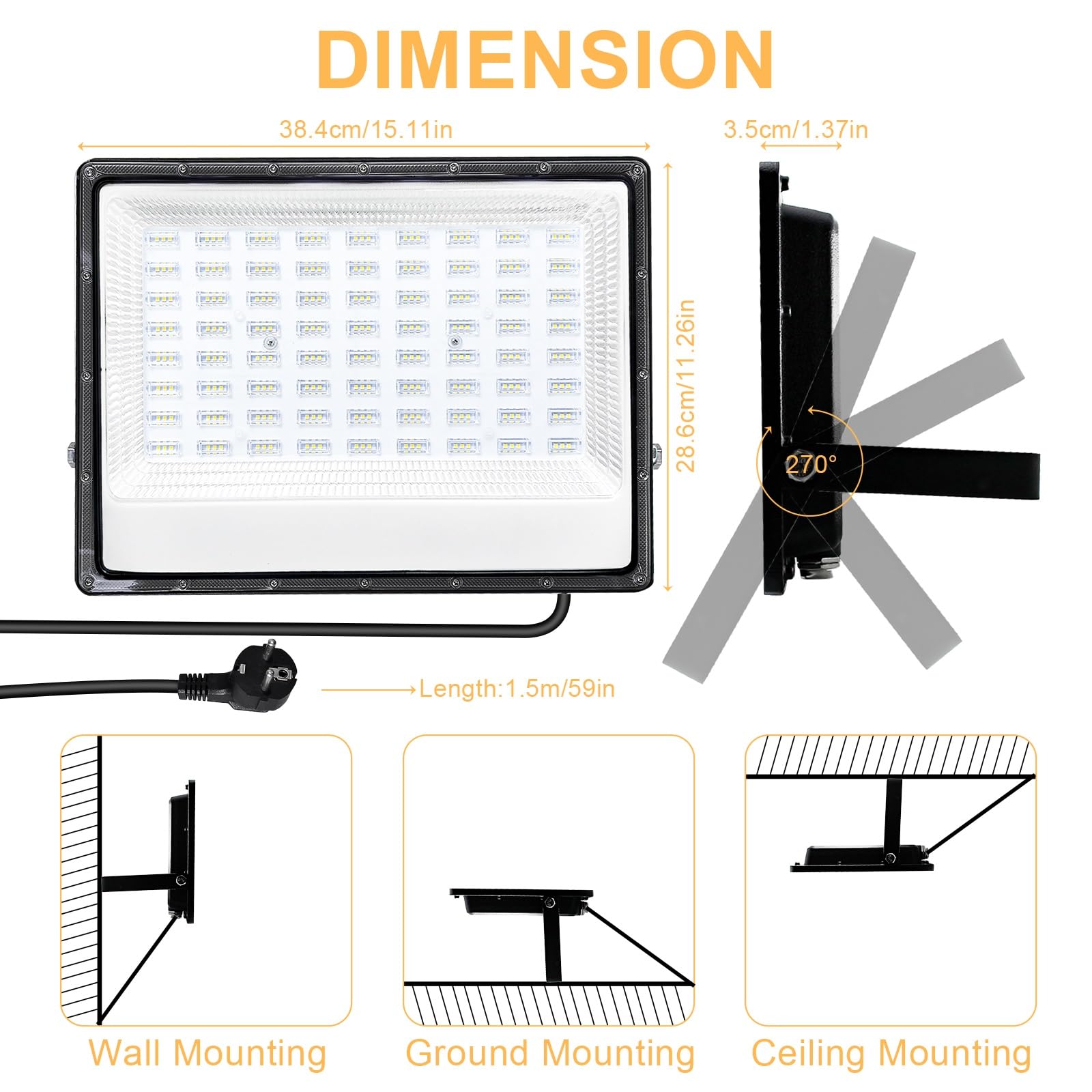 CREATESTAR Projecteur extérieur LED, 200W Spot LED Extérieur projecteur led extérieur, IP66 étanche 20000LM Projecteur blanc froid, Eclairage Exterieur Projecteur pour jardin,cour
