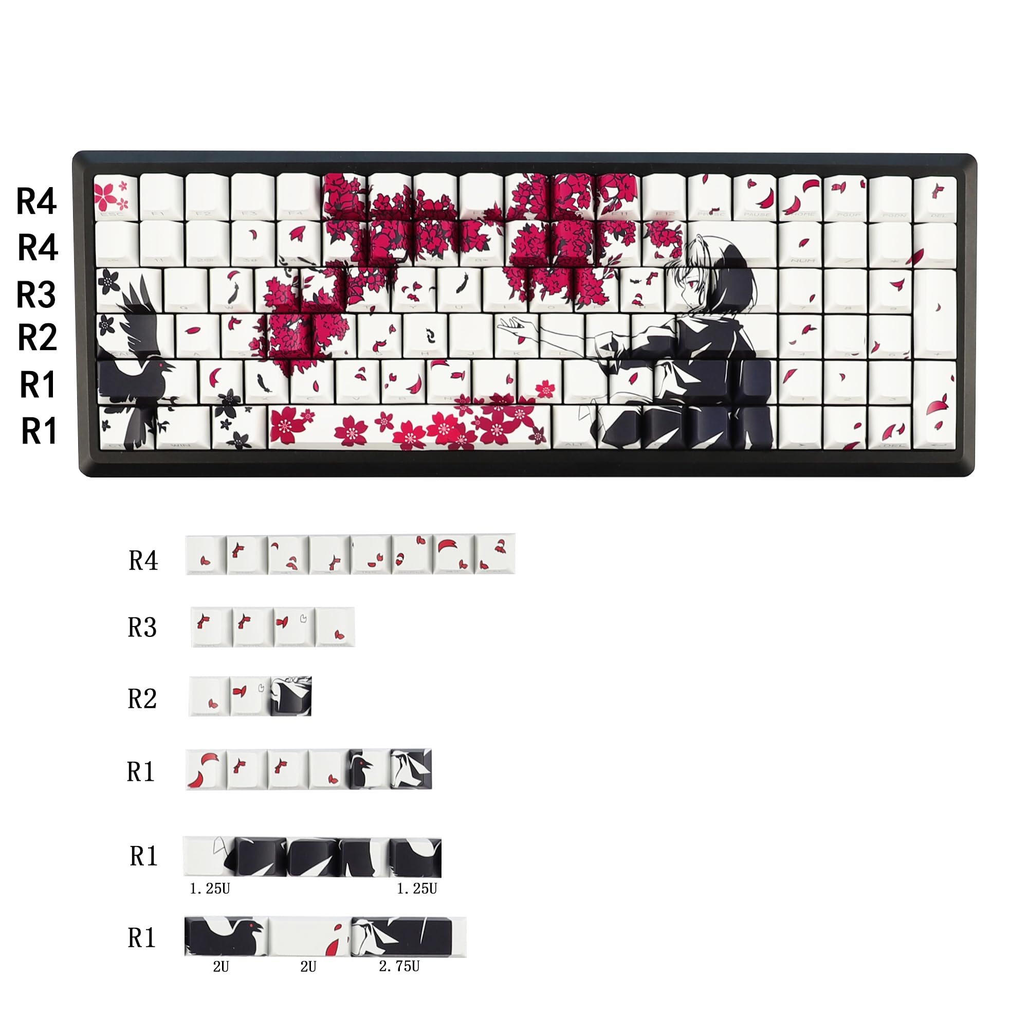 Amazon.com: YMDK 131 Raven Sakura Keycap Cherry Profile Double