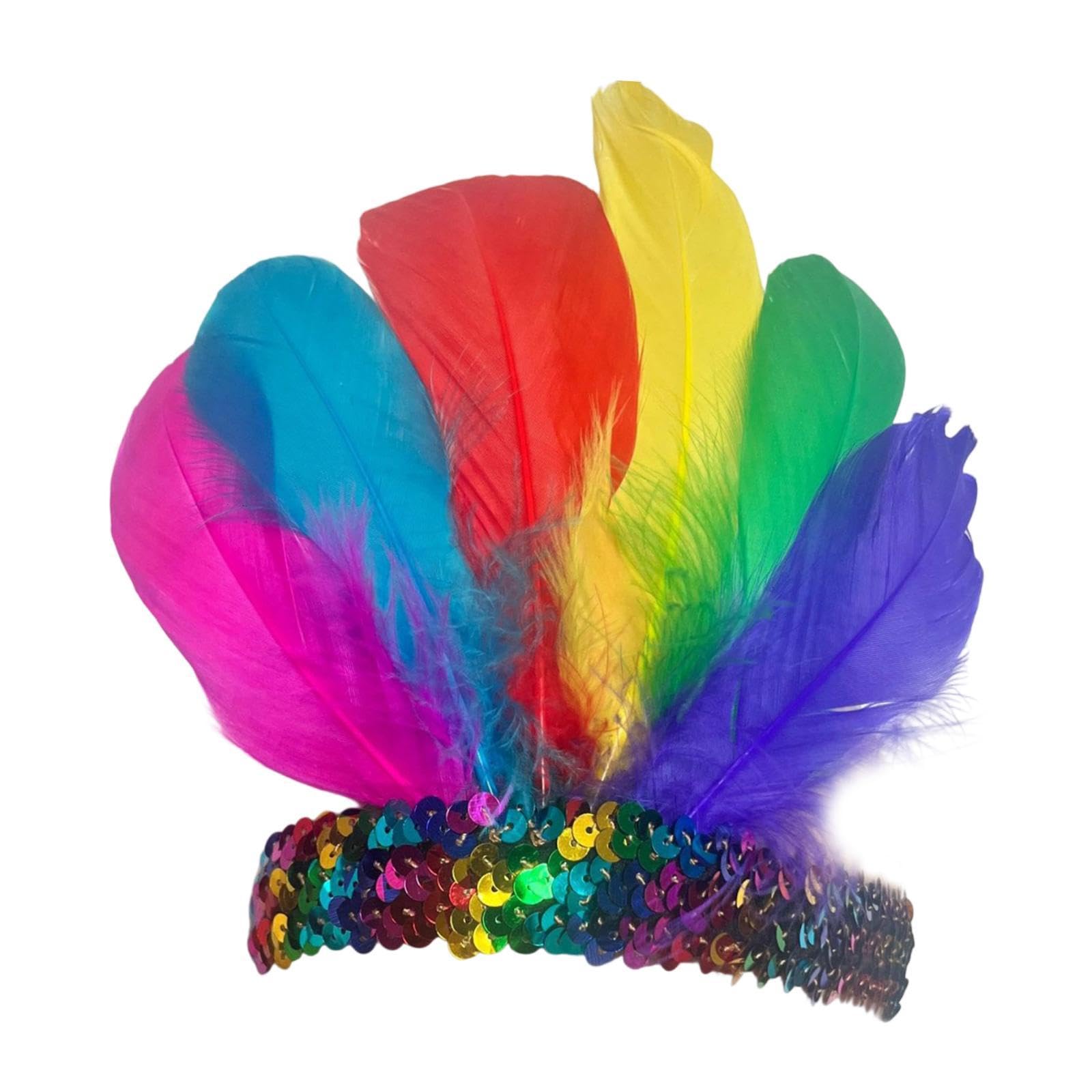 Harilla Feather Headband Feather Headpiece for Cosplay Carnival Stage Performance Dance, Multicolor