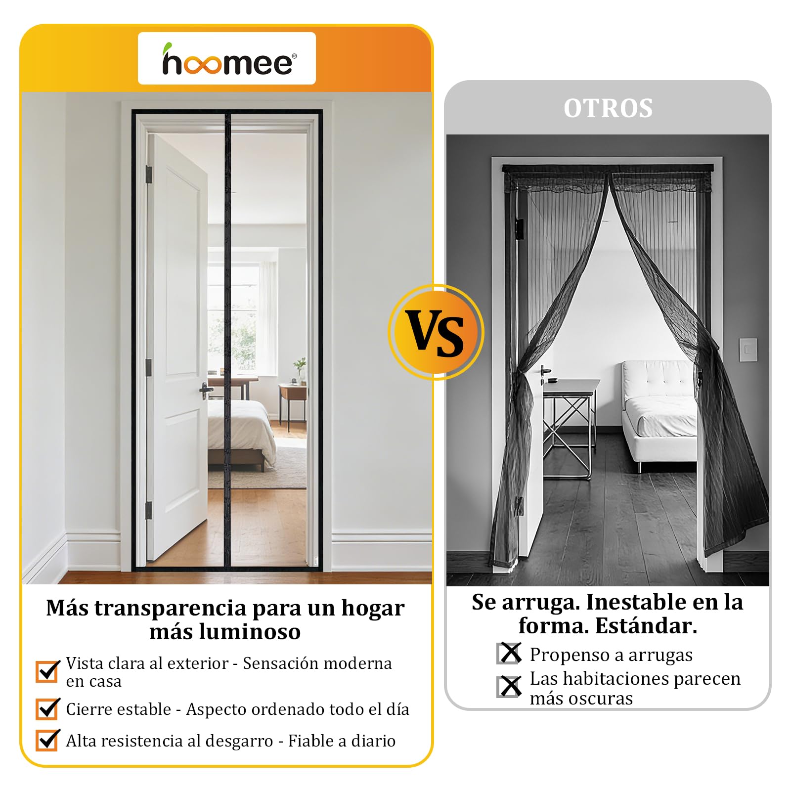 HOOMEE Mosquitera para Puerta, 80x210CM- Cortina Magnética para Puertas de Balcón o Terraza, Tejido con Fuertes Imanes para un Autocierre, Fácil Instalación sin Taladrar (Negro) — view 6
