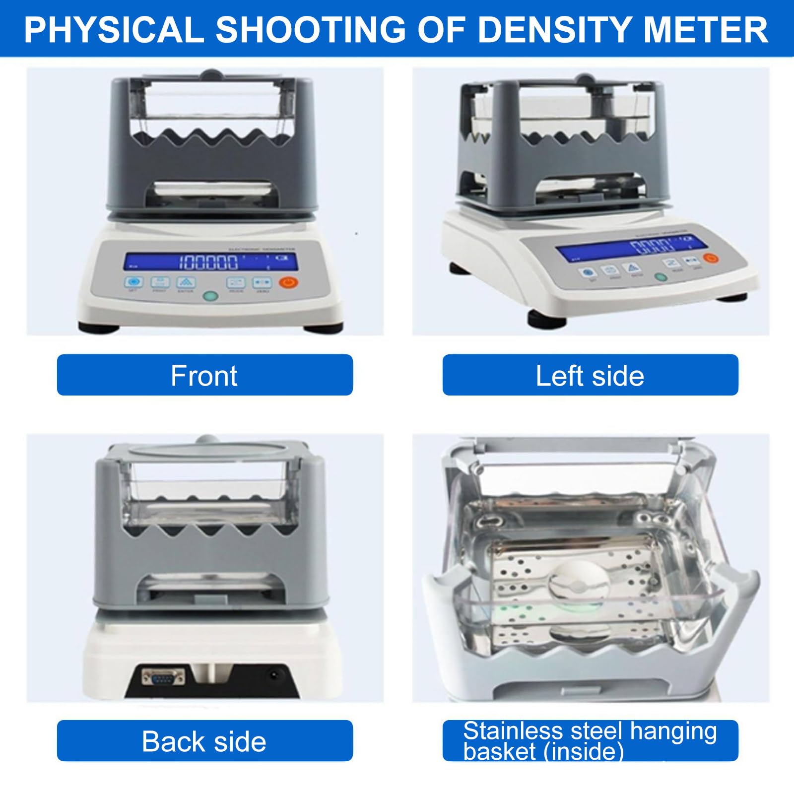 Máquina digital de prueba de pureza de oro, kit automático de prueba de oro, medidor de densidad para detectar volumen para oro, plata, platino, 300 g