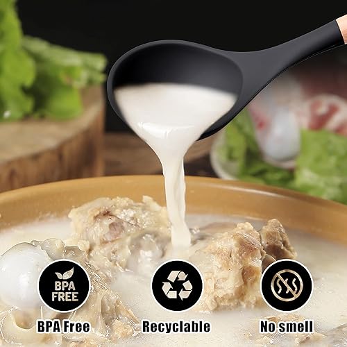 Miniatura 6 de 24 Pcs Kitchen Cooking Utensils Set,446F Heat Resistant Non-Stick Silicone Kitchen Utensil Set With Wooden Handles and Holder,Kitchen Gadgets for