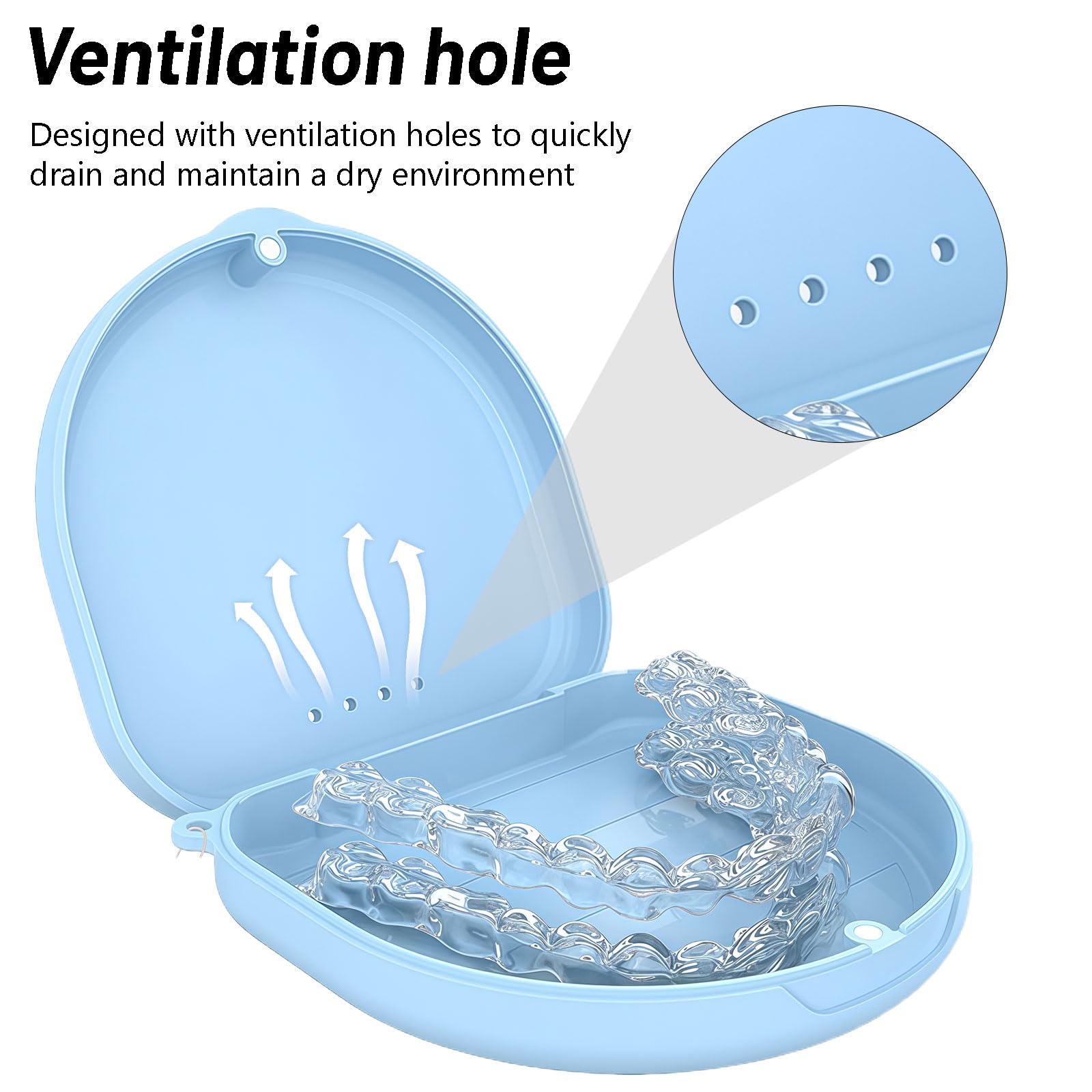 SSKHE Boite pour Appareil Dentaire avec Brosse Outil Retrait Boite Gouttière Dentaire Compacte Compatible Invisalign Etui Dentier Adulte Fermeture Magnétique Aération Sangle de Poignet Voyage (Bleu)