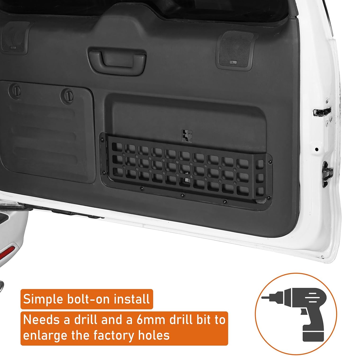 Hooke Road GX470 Tailgate MOLLE Panel Rear Door Storage Pocket for 2003-2009 Lexus GX470, Steel Cargo Rack Interior Accessories