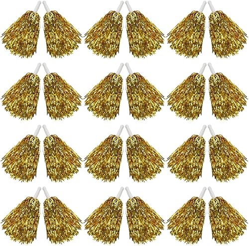 Miniatura 52 de Hooshing 12/24/100 pompones de animadora de papel metálico con asas de plástico para rooters, escuadrón de animación, deportes de espíritu