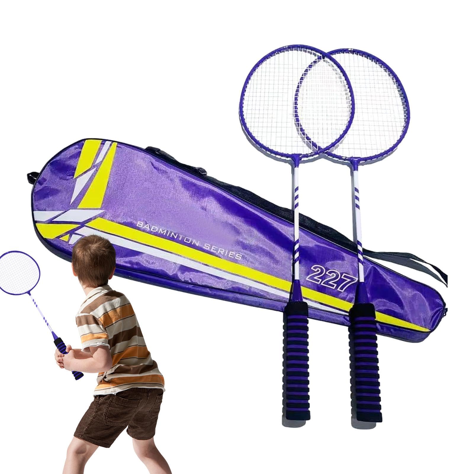 Raqueta de Bádminton | Juego de Reemplazo de Raquetas de Bádminton Ligeras para 2 Jugadores - Raquetas antideslizantes para equipos de bádminton, Juego Familiar de Playa para