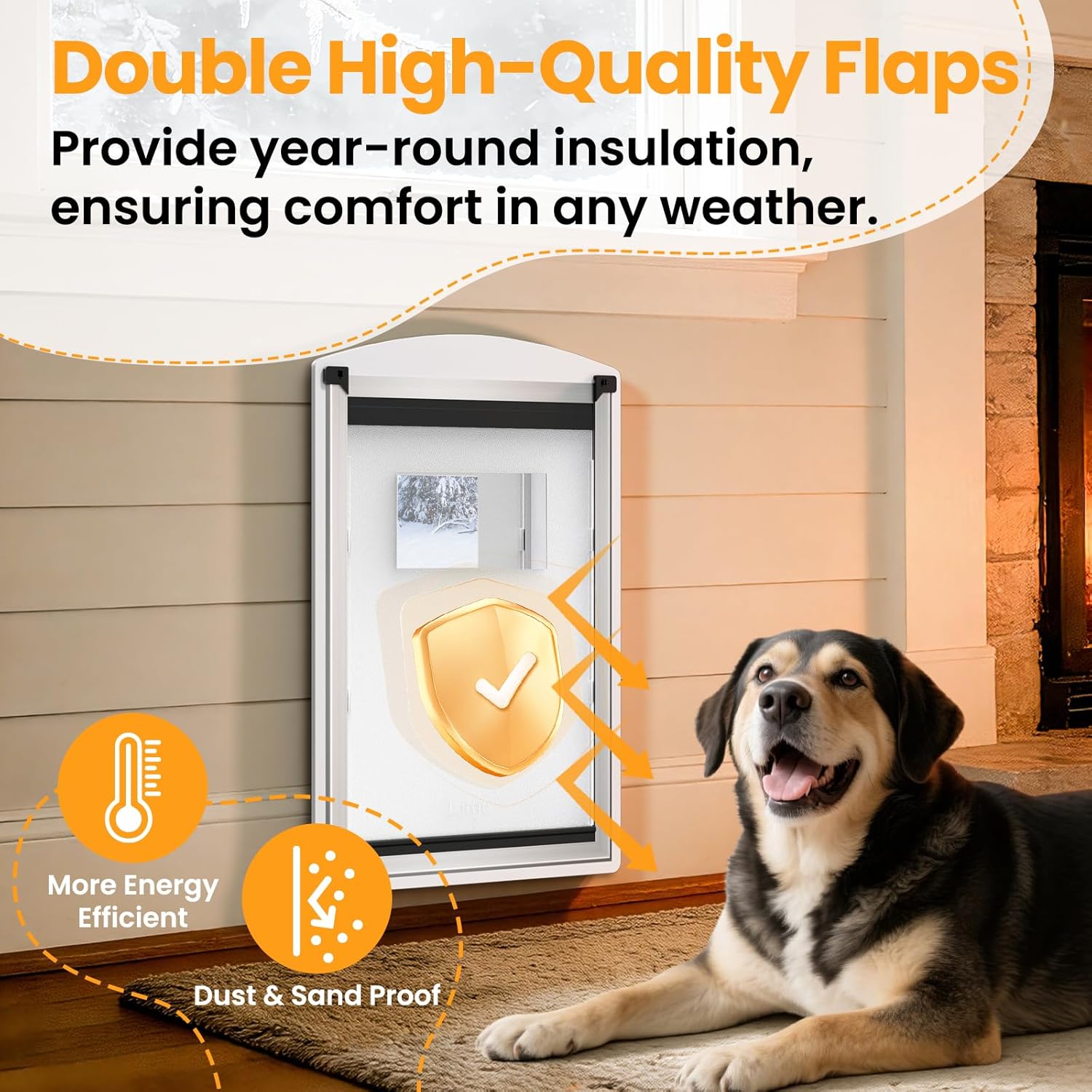 Dog Door for Wall, Steel Dog Door with Telescoping Tunnel, Weatherproof Pet Door with Two Sliding Lock Panels and Magnetic Flaps, Easy to Install, White, Large