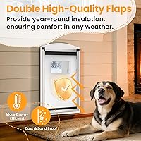 Vista 4 de Puerta de perro para pared, puerta de perro de acero con túnel telescópico, puerta de mascotas resistente a la intemperie con dos paneles de bloqueo