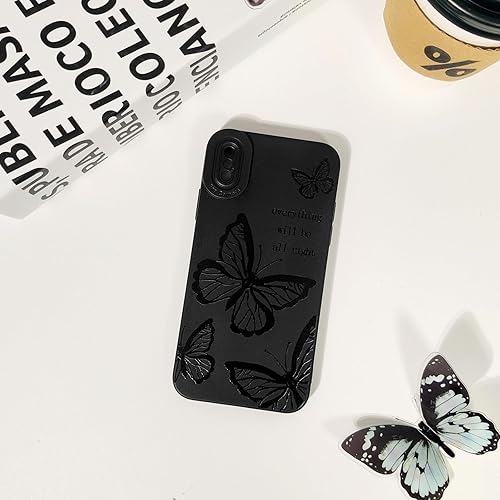 Miniatura 4 de Lovmooful Funda compatible con iPhone Xs Max, diseño de mariposa negra para niñas y mujeres, TPU suave a prueba de golpes, para iPhone Xs Max,