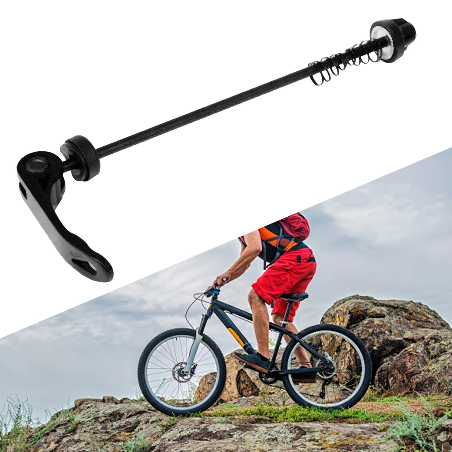Essieu Arrière Creux à Dégagement Rapide – 9,5 Mm, Longueur 145 Mm, Métal Noir, Pour VTT Et Vélos De Route