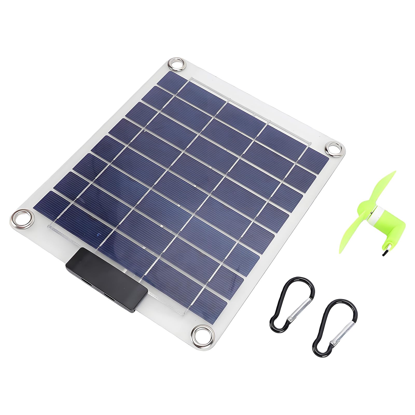 Kieteiik Transparent Camping Solar Panel With Usb, Small Fan Accessory And Corner Eyelet Design For Trail Travel Packs And Tents Small Electronics Campsite Cooling Accessory