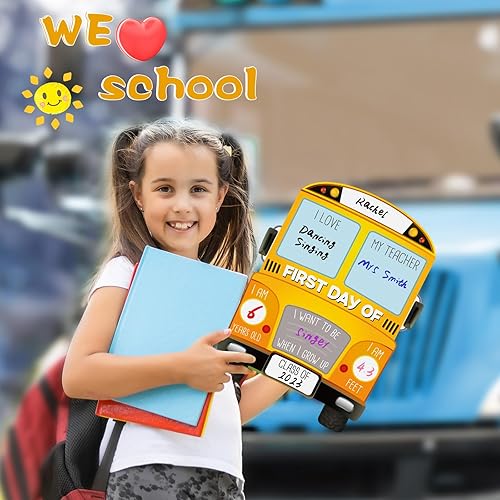 Miniatura 5 de Outus Tablero del primer día de escuela con 6 marcadores de tiza de 14 x 10 pulgadas, de borrado en seco, letrero de regreso a clases, letrero de