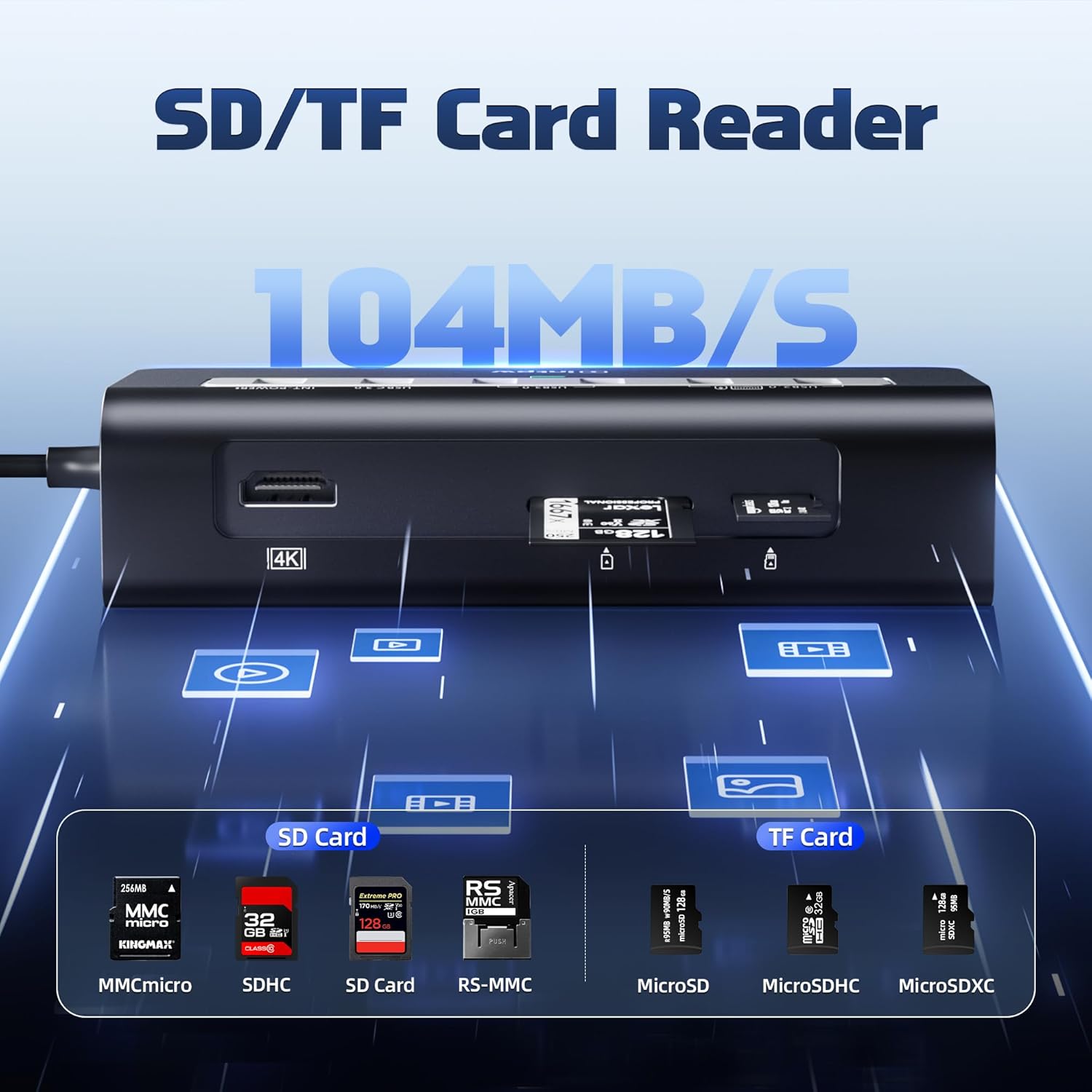 intpw USB C Hub 10Gbps, 9-in-1 USB C Docking station with 4K@60Hz HDMI, Type-C & 2 Type-A 3.2, 2 USB-A 2.0, PD 100W, SD/TF Port, Black Aluminum USB Hub for Laptop, iPhone 16/15 Series, MacBook Air/Pro