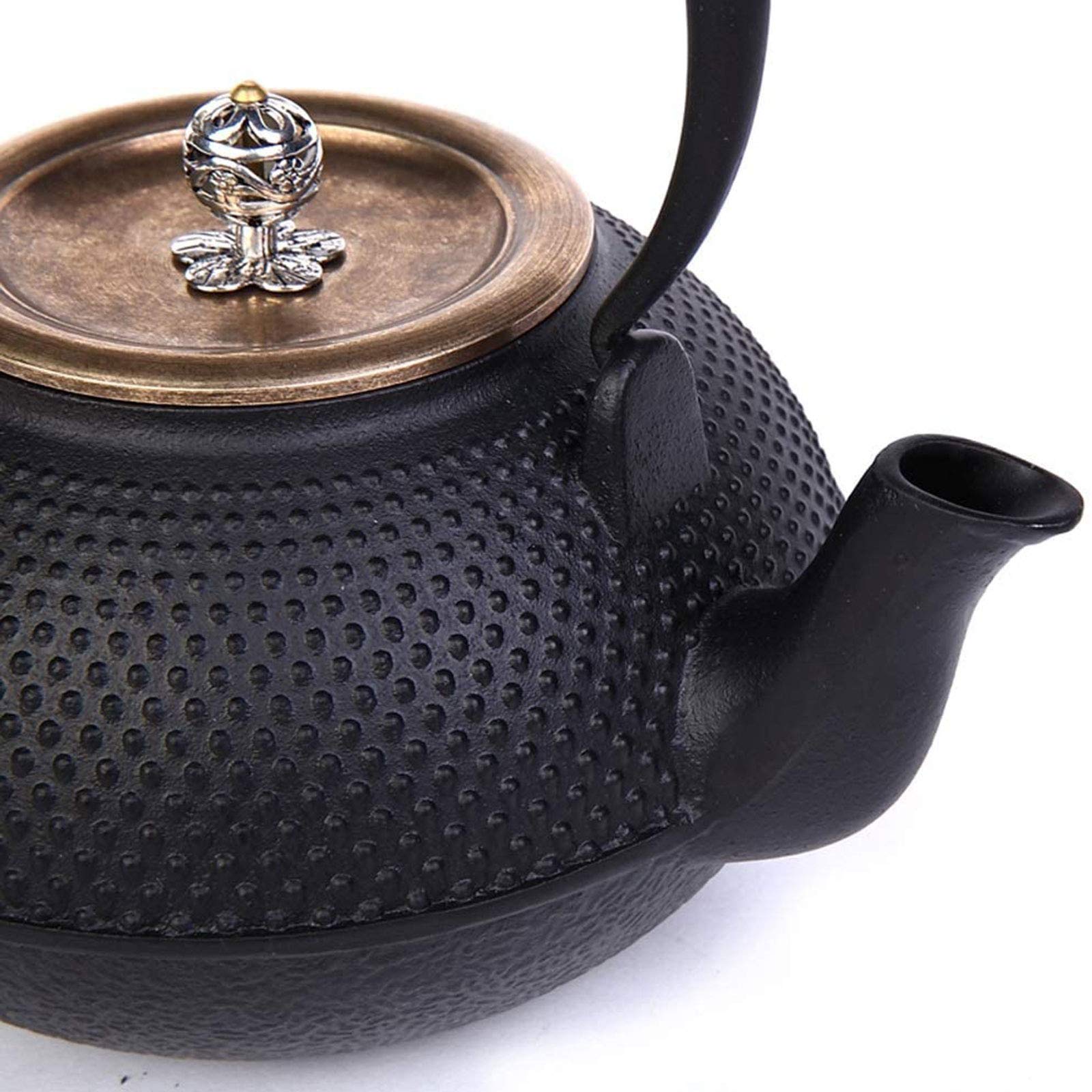 1250ml Teware Japanese Tetsubin Herbata Czajnik Cast Iron Hobnail Czajnik Z Mosiężnym Pokryciem Srebrny Przycisk, Dla Luźnej Herbaty Liściowej, Czarny