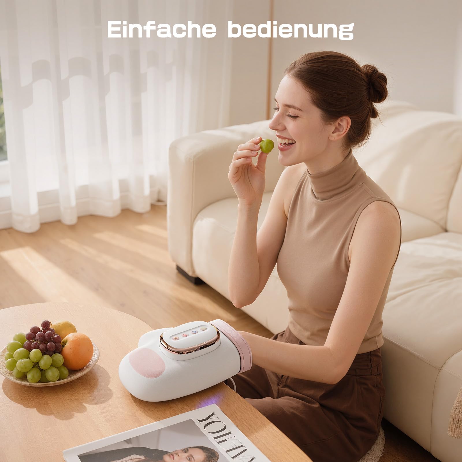 Handmassagegerät Rosa Mit Wärme, 3Modi & 5 Intensitätsstufen