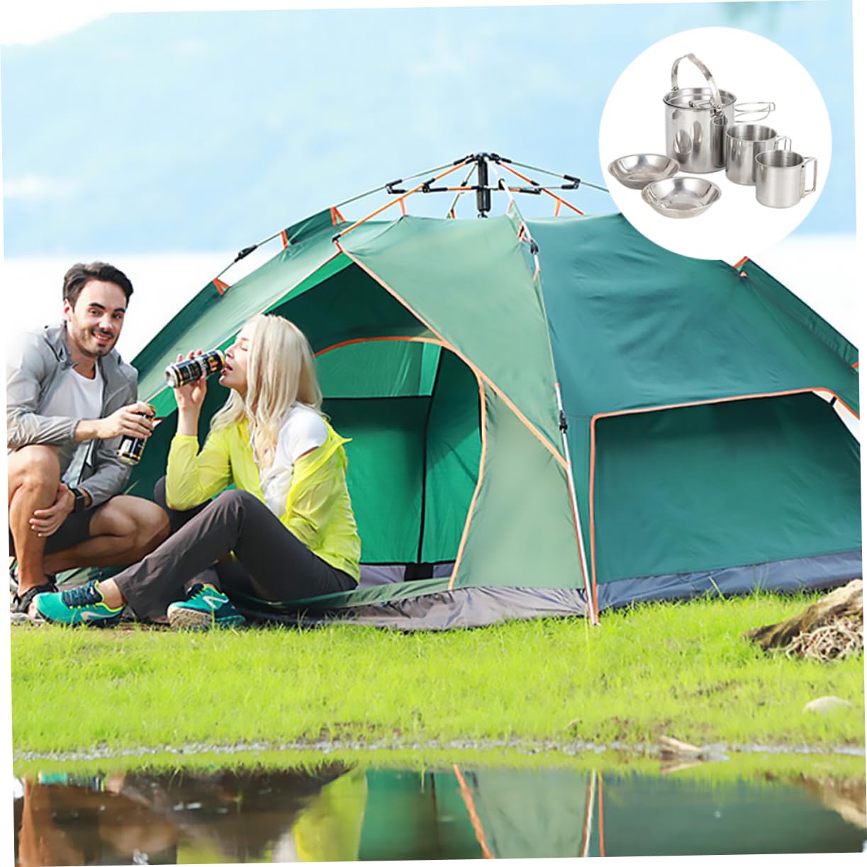 UPKOCH Casseroles Acier Inoxydable pour Camping Bouilloire Tasse Vaisselle de Durable