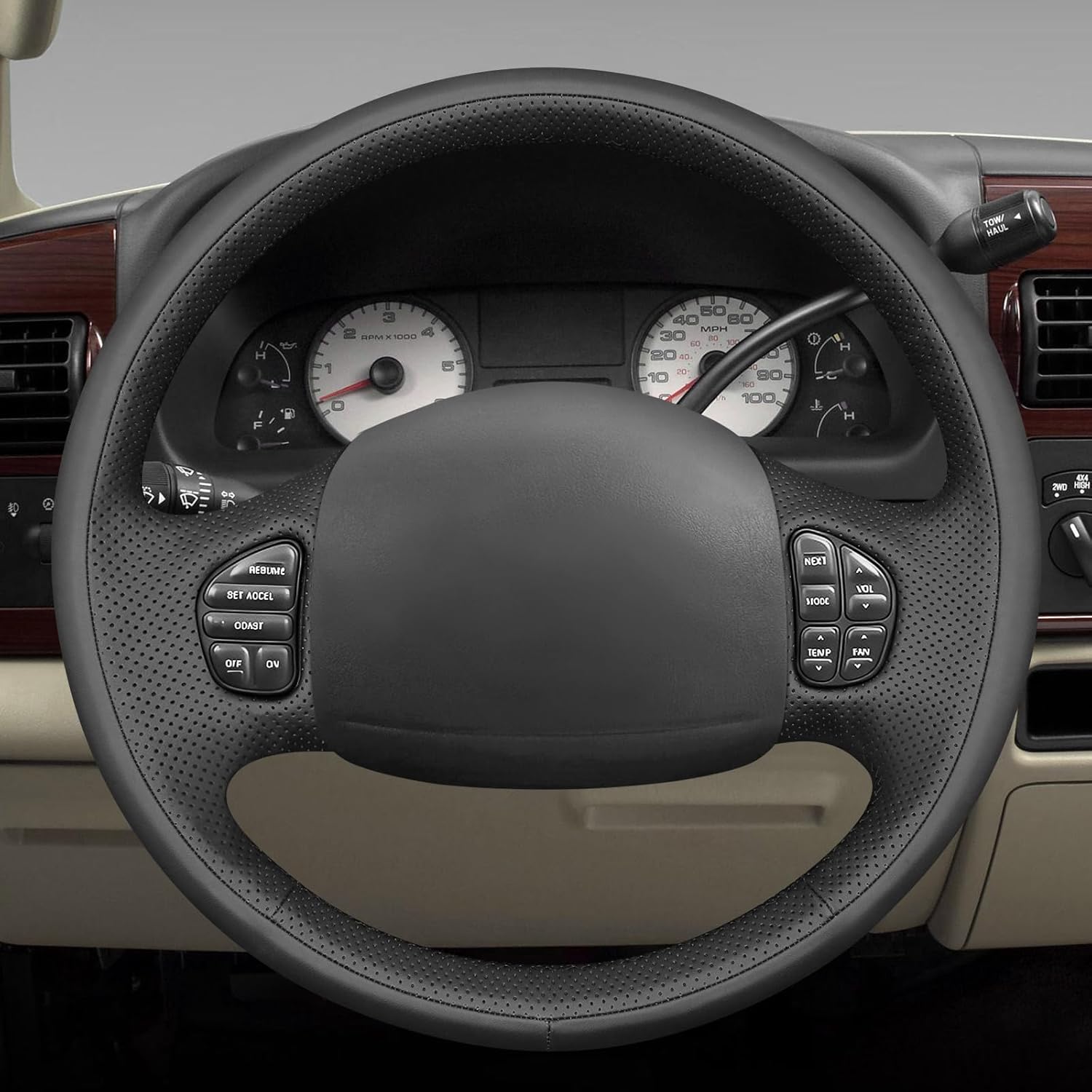 MEWANT DIY Stitching Steering Wheel Cover Wrap for Ford Excursion 2002-2005 F-250 F-350 F-450 F-550 2003-2007 Steering Wheel Accessories for Ford F-250 F-350