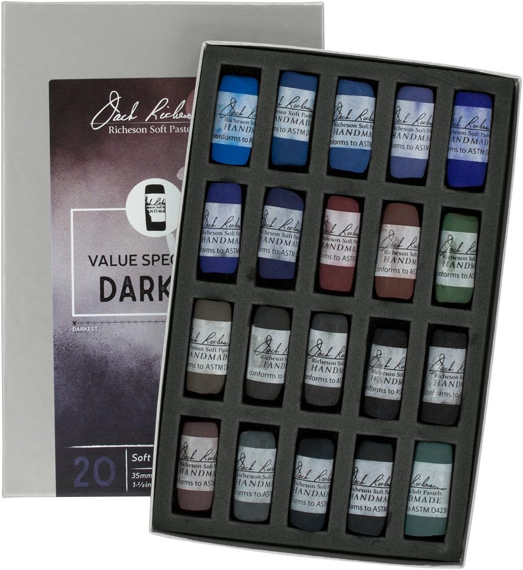 Dark 1 Value Spectrum Hand Rolled Soft Pastels, 20 Count (Pack of 1)