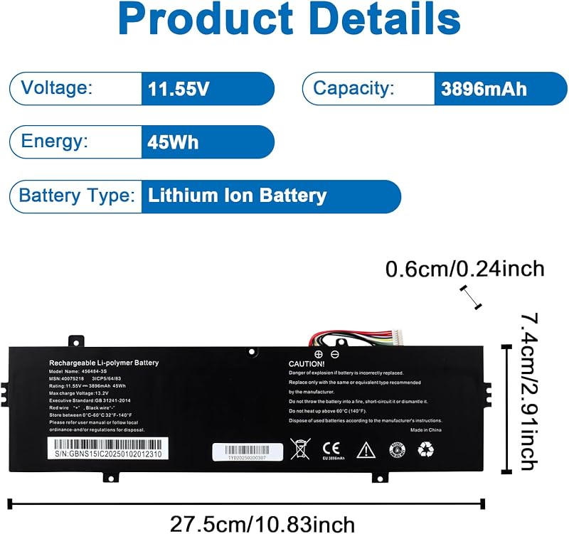 MXJFYY 11.55V 3896mAh Li-ion Laptop Akkumulátor Medion E16401 E16402 E15303 Sorozathoz