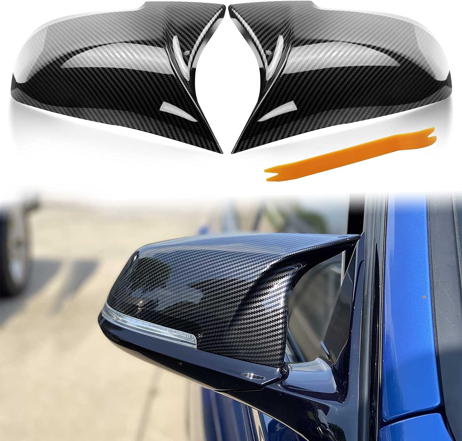 Door Mirror Covers Carbon Fiber Replacement Rearview Side Mirror Covers Caps fit for BMW F20 F22 F23 F30 F31 F32 F33 F36 F87 M2 X1 E84