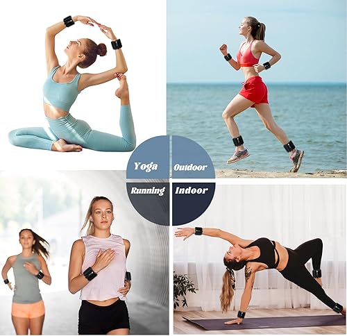 Miniatura 2 de 2Lbs Wrist Ankle Weights for Women - Wearable Arm Leg Bangles Weight Set of 2(1Lb Each) Adjustable Weighted Wristbands for Home Gym Workout,